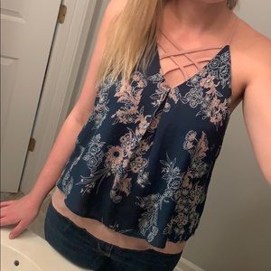 Teal and Pink decorative spring/summer top.